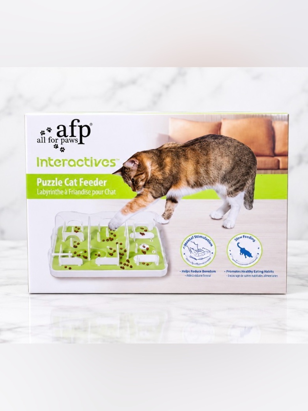 All For Paws Interactive Puzzle Cat Feeder - Light Green